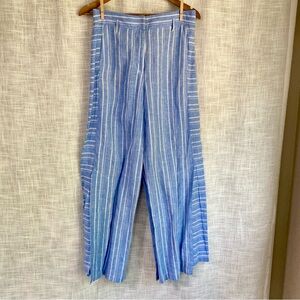 Anthropologie Ett Twa Blue Striped Linen Wide Leg Palazzo Pants Size 6
